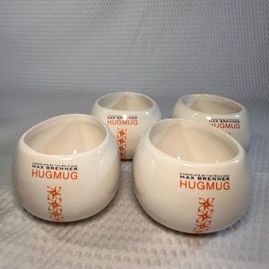 Max Brenner Orange White HUG MUG Chocolate By The Bald Man {Lot of 4} Cups Bowls